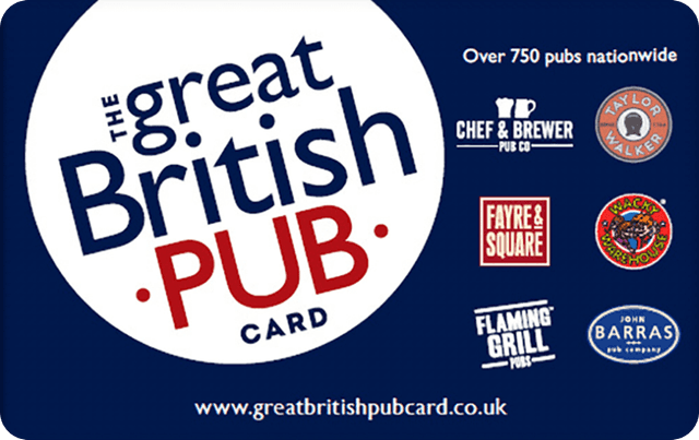 Buy a Great British Pub Gift Card top up online